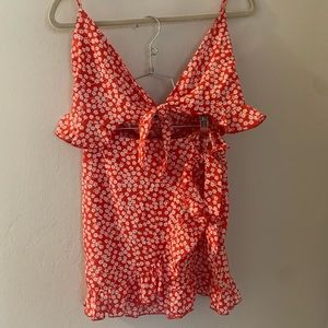 Floral skirt and matching crop top.